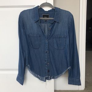 Rails Chambray Cropped Button-down Top